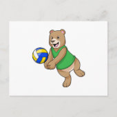 バレーボール選手としてバレーボールを持つクマ ポストカード (正面)