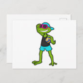 バレーボール選手としてプレイするカエルとバレーボール ポストカード (正面/裏面)