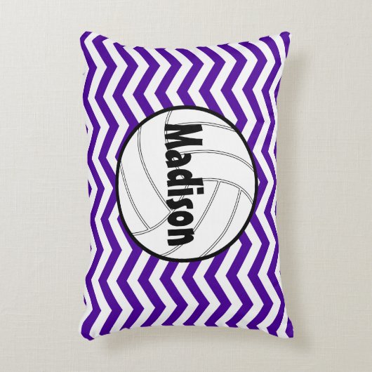 バレーボール選手のカスタム文字とカラーシェブロン アクセントクッション (正面(垂直))
