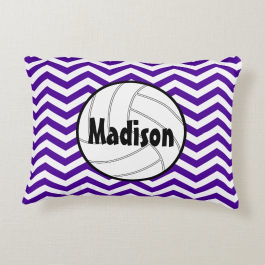 バレーボール選手のカスタム文字とカラーシェブロン アクセントクッション (裏面)