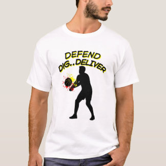 バレーボール選手のシルエット - ディフェンス・レシーブ・アタック Tシャツ