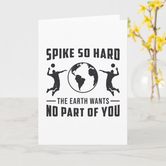 バレーボール選手のスパイクソ懸命バレーボールギフト カード (黄色い花)