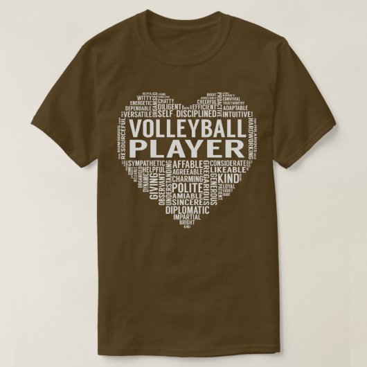 バレーボール選手のハート Tシャツ (デザイン正面)