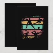 バレーボール選手のレトロヴィンテージ 招待状 (正面/裏面)