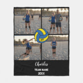 バレーボール選手の写真と名前のコラージュ フリースブランケット (正面)