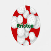 バレーボール選手の名前のメモ メタルオーナメント (正面左)