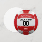 バレーボール選手の名前イヤーチームレッド サンキューカード (正面/裏面)