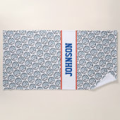 バレーボール選手の名前スポーツファンおもしろい ビーチタオル (正面)