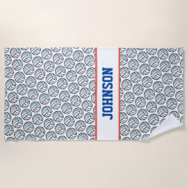 バレーボール選手の名前スポーツファンおもしろい ビーチタオル