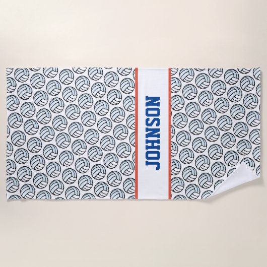 バレーボール選手の名前スポーツファンおもしろい ビーチタオル (正面)