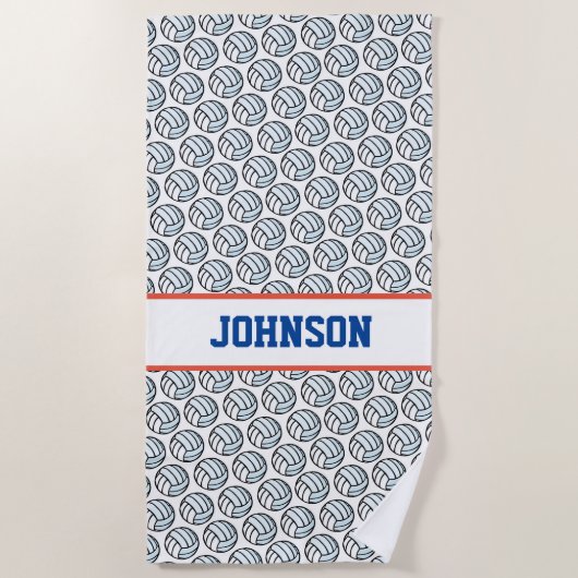 バレーボール選手の名前スポーツファンおもしろい ビーチタオル (正面)