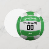 バレーボール選手の名前年代表グリーン サンキューカード (正面/裏面)