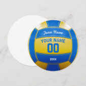 バレーボール選手の名前年代表Blue and Yellow サンキューカード (正面/裏面)