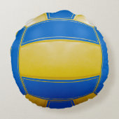 バレーボール選手の年季チームブルーとイエロー ラウンドクッション (裏面)