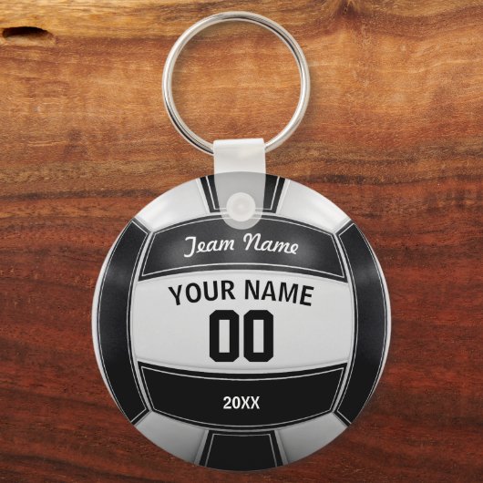 バレーボール選手の年間代表チーム白黒 キーホルダー (正面)