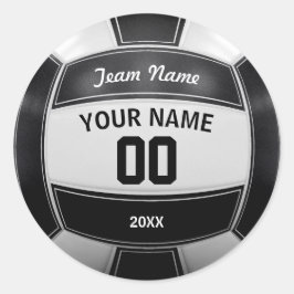 バレーボール選手の年間代表チーム白黒 ラウンドシール