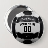 バレーボール選手の年間代表チーム白黒 缶バッジ (正面&裏面)