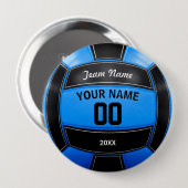 バレーボール選手の年間代表チーム黒青 缶バッジ (正面&裏面)