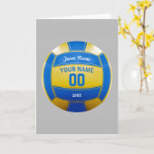 バレーボール選手の青および黄色一流年のチーム カード (黄色い花)