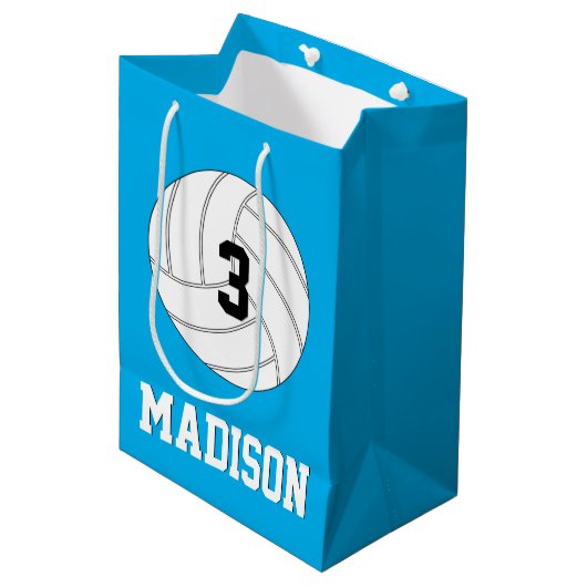 バレーボール選手カスタムのジャージー番号とチーム名 ミディアムペーパーバッグ (正面アングル)