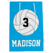 バレーボール選手カスタムのジャージー番号とチーム名 ミディアムペーパーバッグ (裏面)