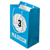 バレーボール選手カスタムのジャージー番号とチーム名 ミディアムペーパーバッグ (裏面アングル)