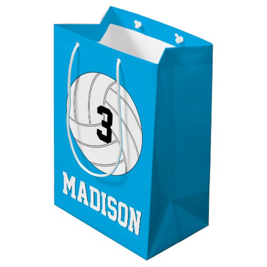 バレーボール選手カスタムのジャージー番号とチーム名 ミディアムペーパーバッグ (裏面アングル)
