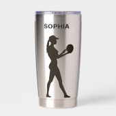 バレーボール選手ガール、スポーツガール 保温保冷タンブラー (背面)