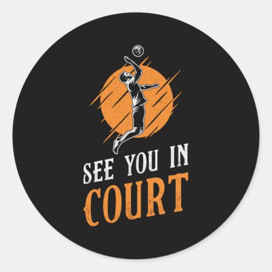 バレーボール選手コートチームであなたを参照ビーチギフト ラウンドシール (正面)