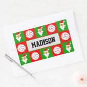 バレーボール選手サンタクロースのクリスマスラッピング 長方形シール (封筒)