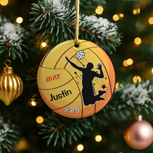 バレーボール選手スポーツボーイアスリートカスタム セラミックオーナメント