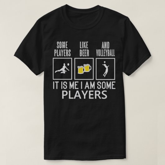 バレーボール選手ビールバレーボールおもしろいギフト Tシャツ (デザイン正面)