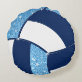 バレーボール選手向けのネービー、ライトブループレゼント ラウンドクッション (裏面)