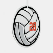 バレーボール選手白黒橙色運動賞 メタルオーナメント (正面右)