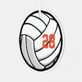 バレーボール選手白黒橙色運動賞 メタルオーナメント (正面左)