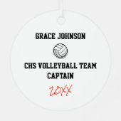 バレーボール選手白黒橙色運動賞 メタルオーナメント (裏面)