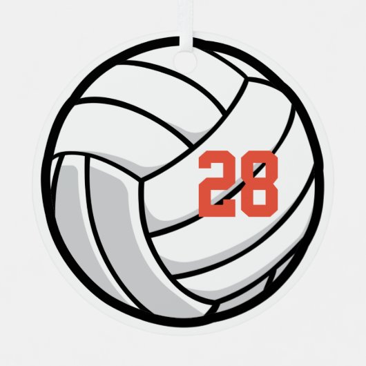 バレーボール選手白黒橙色運動賞 メタルオーナメント (正面)