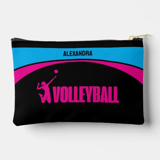 バレーボール選手、バレーボールガール誕生日 アクセサリーポーチ (裏面)