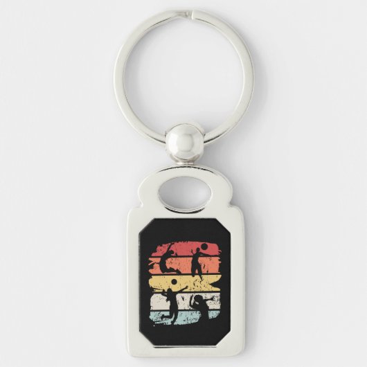 バレーボール選手 レトロ キーホルダー (正面)