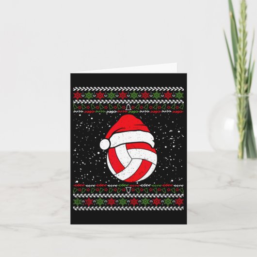 バレーボール醜いクリスマスセータースポーツラバークリスマス カード (正面)
