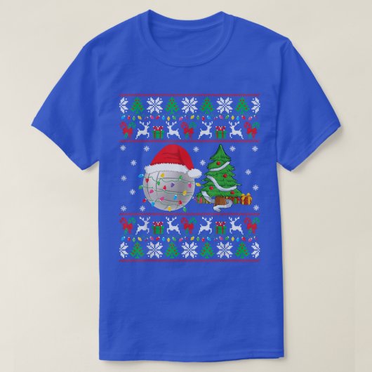 バレーボール醜いクリスマスセーターVolleyクリスマスLigh Tシャツ (デザイン正面)