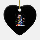 バレーボール雪だるまおもしろいクリスマスパジャマスチン セラミックオーナメント (裏面)
