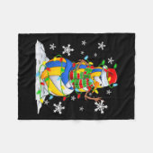 バレーボール雪だるまクリスマスツリーライトクリスマスPjs フリースブランケット (正面(横))