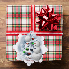 バレーボール雪だるまクリスマス オーナメントカード