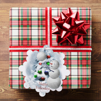 バレーボール雪だるまクリスマス オーナメントカード