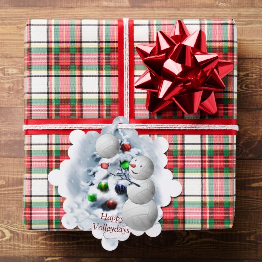 バレーボール雪だるまクリスマス オーナメントカード (インサイチュ (ギフト))