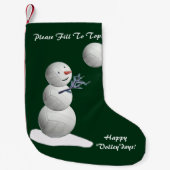 バレーボール雪だるまクリスマス スモールクリスマスストッキング (正面)