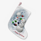 バレーボール雪だるまクリスマス スモールクリスマスストッキング (正面 (吊り時))