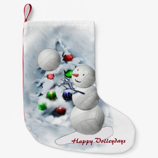 バレーボール雪だるまクリスマス スモールクリスマスストッキング (正面)