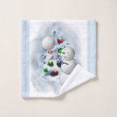 バレーボール雪だるまクリスマス バスタオルセット (ウォッシュタオル)